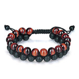 Tiger Eye & Matte Black Agate Couple Bracelets – Elegant Natural Stone Jewelry for Him & Her