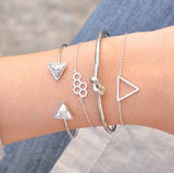 Trendy Gold & Silver Crystal Bracelet Set – Leaf, Moon, Arrow, and Cat Designs for Women