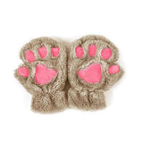 Winter Lovely Half-Cover Paw Bear Cat Claw Gloves – Cute Short Finger Fuzzy Winter Gloves for Women & Teens