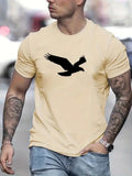 3D Digital Printing Eagle Solid Color Men's Casual Short-sleeved T-shirt