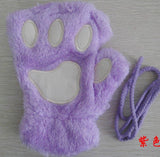 Winter Lovely Half-Cover Paw Bear Cat Claw Gloves – Cute Short Finger Fuzzy Winter Gloves for Women & Teens