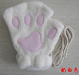 Winter Lovely Half-Cover Paw Bear Cat Claw Gloves – Cute Short Finger Fuzzy Winter Gloves for Women & Teens