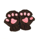 Winter Lovely Half-Cover Paw Bear Cat Claw Gloves – Cute Short Finger Fuzzy Winter Gloves for Women & Teens