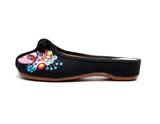 Women's Chinese-style Low Heel Buckle Vintage Embroidery Fabric Slippers