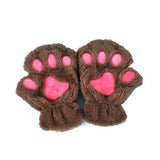 Winter Lovely Half-Cover Paw Bear Cat Claw Gloves – Cute Short Finger Fuzzy Winter Gloves for Women & Teens