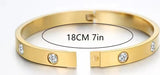 14K Gold Plated Friendship & Love Bangle Bracelet – Cubic Zirconia Stainless Steel Jewelry for Women