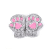 Winter Lovely Half-Cover Paw Bear Cat Claw Gloves – Cute Short Finger Fuzzy Winter Gloves for Women & Teens