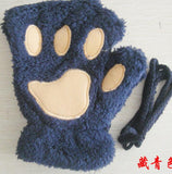 Winter Lovely Half-Cover Paw Bear Cat Claw Gloves – Cute Short Finger Fuzzy Winter Gloves for Women & Teens