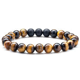 Tiger Eye & Matte Black Agate Couple Bracelets – Elegant Natural Stone Jewelry for Him & Her