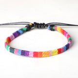 Hand-Woven Rainbow Anklet – Bohemian Style Colorful Jewelry