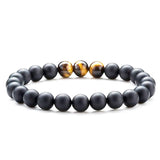 Tiger Eye & Matte Black Agate Couple Bracelets – Elegant Natural Stone Jewelry for Him & Her