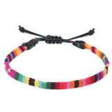 Hand-Woven Rainbow Anklet – Bohemian Style Colorful Jewelry