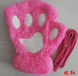 Winter Lovely Half-Cover Paw Bear Cat Claw Gloves – Cute Short Finger Fuzzy Winter Gloves for Women & Teens