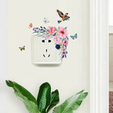 Flower Switch Stickers Green Leaves Plants Wall Sticker Tropical Switch Wallpaper Self-Adhesive Wall Decals DIY Home Decor