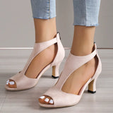 2024 New Simple and Fashionable Back Zipper Fishmouth Shoes Women's Summer Side Stiletto Roman Sandals Designer Sandals