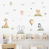 Cartoon Cute Giraffe Elephant Animal Hot Balloon Watercolor Kids Wall Sticker Vinyl Nursery Art Decals for Babys Room Home Decor