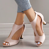 2024 New Simple and Fashionable Back Zipper Fishmouth Shoes Women's Summer Side Stiletto Roman Sandals Designer Sandals