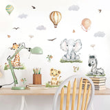 Cartoon Cute Giraffe Elephant Animal Hot Balloon Watercolor Kids Wall Sticker Vinyl Nursery Art Decals for Babys Room Home Decor