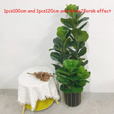 150cm Fake Plants Tropical Tree Large Artificial Ficus Plants Plastic Real Touch Green Banyan Leaves For Home Garden Shop Decor