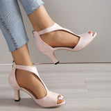 2024 New Simple and Fashionable Back Zipper Fishmouth Shoes Women's Summer Side Stiletto Roman Sandals Designer Sandals