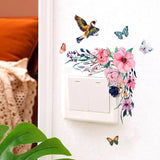 Flower Switch Stickers Green Leaves Plants Wall Sticker Tropical Switch Wallpaper Self-Adhesive Wall Decals DIY Home Decor
