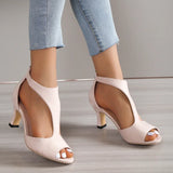 2024 New Simple and Fashionable Back Zipper Fishmouth Shoes Women's Summer Side Stiletto Roman Sandals Designer Sandals