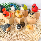 Nordic Wooden Bird Painting Statue Ornaments Decorative Carved Miniature Animals Sculpture Home Decoration Children Gifts