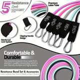 New 16Pcs Resistance Bands Set  Women, 5 Stackable Exercise with Handles, Loop Bands, Jump Rope, Ideal , Gym Fitness, Yoga, F