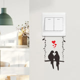 T145# Swing Couple Bird Wall Stickers Switch Sticker Valentine's Day Living Room Bedroom Switch Home Decoration Mural Decal