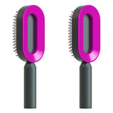 Self-Cleaning Hair Brush for Women – One-Key Cleaning Anti-Static Airbag Scalp Massage Comb