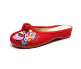 Women's Chinese-style Low Heel Buckle Vintage Embroidery Fabric Slippers