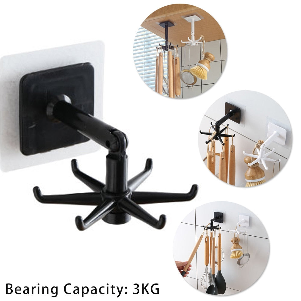Kitchen Hook Organizer 360° Rotating Bathroom Hanger Wall Mounted For Lid Cooking Accessories Cupboard Storage Cabinet Shelf