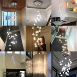 Ceiling Chandelier for Living Room Kitchen Long Staircase Lighting Mall Villa Hotel Lamp Loft Crystal Balls LED Chandeliers