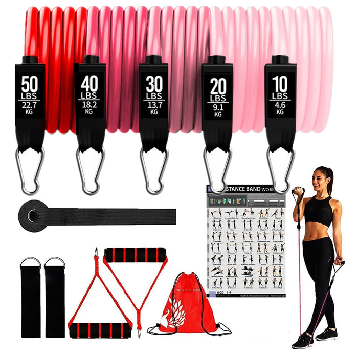 200lb Fitness Resistance Bands Set 11/17pcs Exercise Workout Band Gym Equipment for Home Bodybuilding Training Physical Therapy