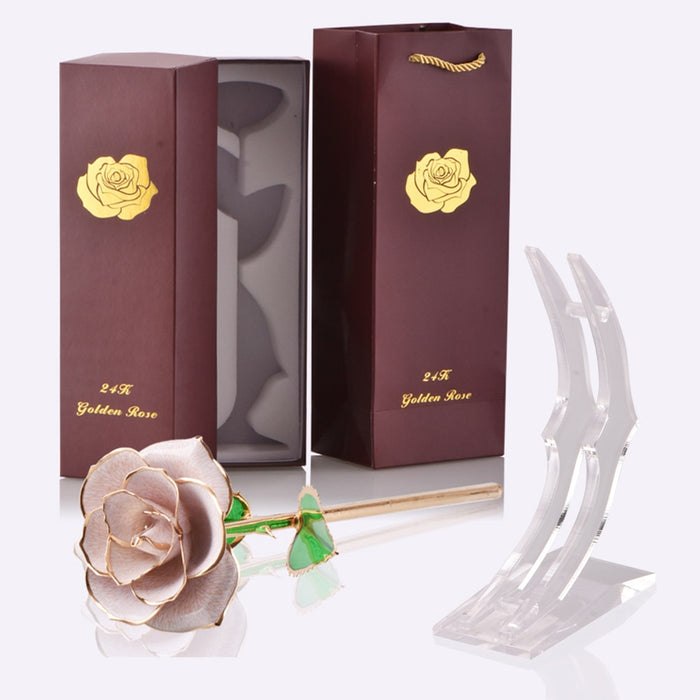 Gifts for Women 24k Gold Dipped Rose with Stand Eternal Flowers Forever Love In Box Girlfriend Wedding Christmas Gifts for Her