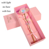 24K Foil Plated Rose Gold Rose Valentine&#39;s Day Gift Lasts Forever Love Wedding Decor Lover Lighting Rose Wedding Decor Flower