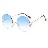 Vintage Round Sunglasses Women Ocean Color Lens Mirror Sun Glasses Female Brand Design Metal Frame Circle Glasses Modis Oculos