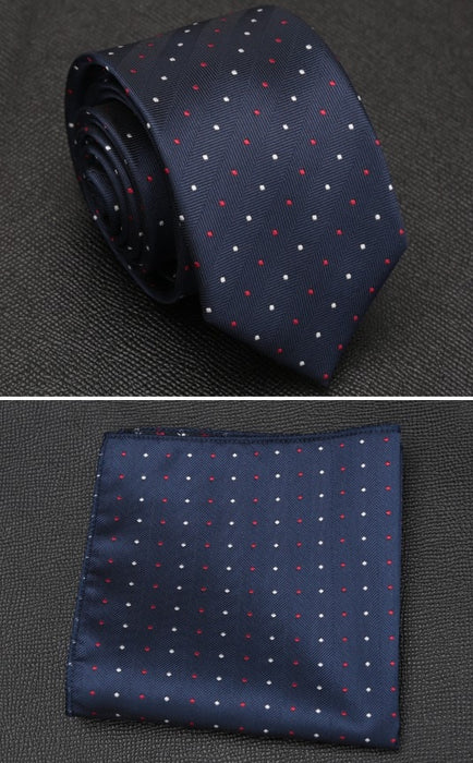 XGVOKH Men Tie Cravat Set Fashion Wedding Ties for Men Hanky Necktie Dot Striped Gravata Jacquard Tie Social Party Accessories