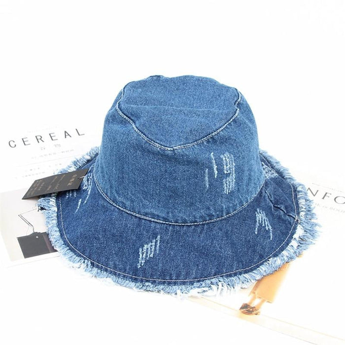 2019 Solid Denim Retro Bucket Hat Fisherman Hat Outdoor Travel Hat Sun Cap Hats for Girl and Women 275