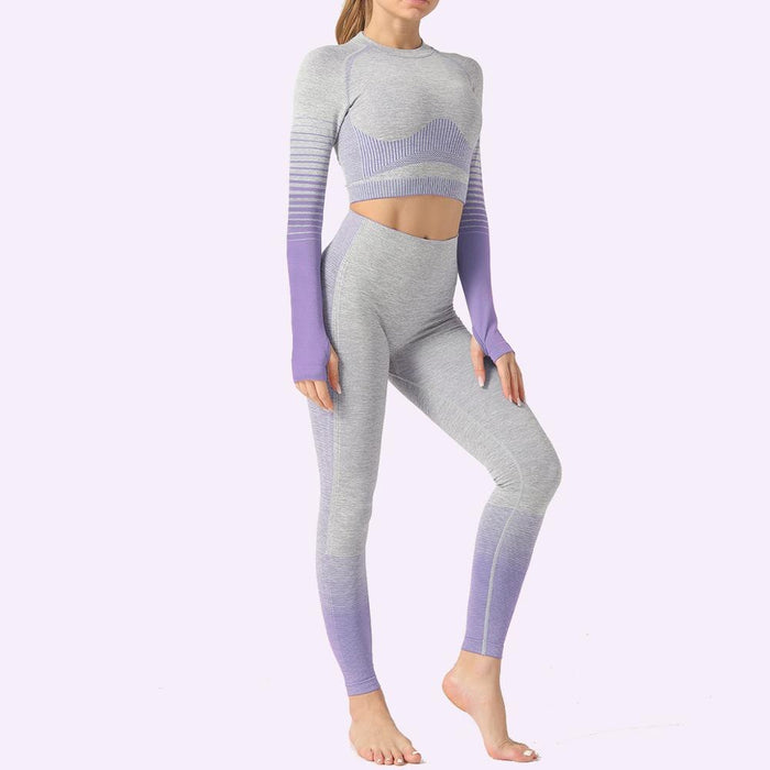 GUTASHYE Seamless Women Yoga Set Workout Sportswear Gym Clothing Fitness Long Sleeve Crop Top High Waist Leggings Sports Suits