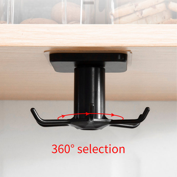 360 Degrees Rotated Kitchen Hooks Self Adhesive 6 Hooks Home Wall Door Hook Handbag Clothes Ties Bag Hanger Hanging Rack