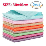 5Pcs Kitchen Cleaning Towel Anti-Grease Wiping Rags Absorbable Fish Scale Wipe Cloth Glass Window Dish Cleaning Cloth