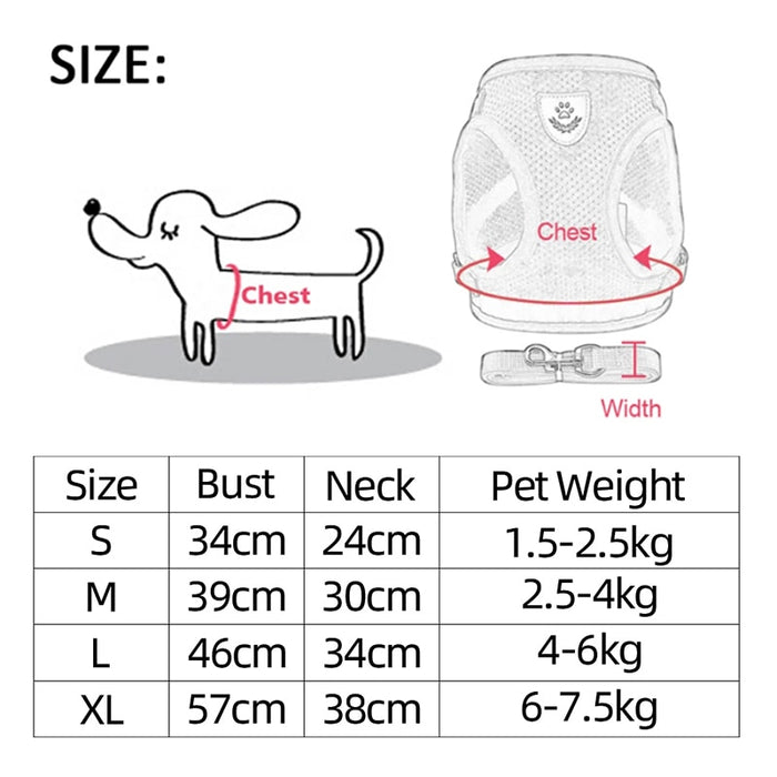 Dogs Puppy Harness Collar Cat Dog Adjustable Vest Walking Lead Leash Soft Breathable Mesh Harness For Small Medium Pet Supplies