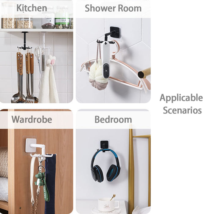 Kitchen Hook Organizer 360° Rotating Bathroom Hanger Wall Mounted For Lid Cooking Accessories Cupboard Storage Cabinet Shelf