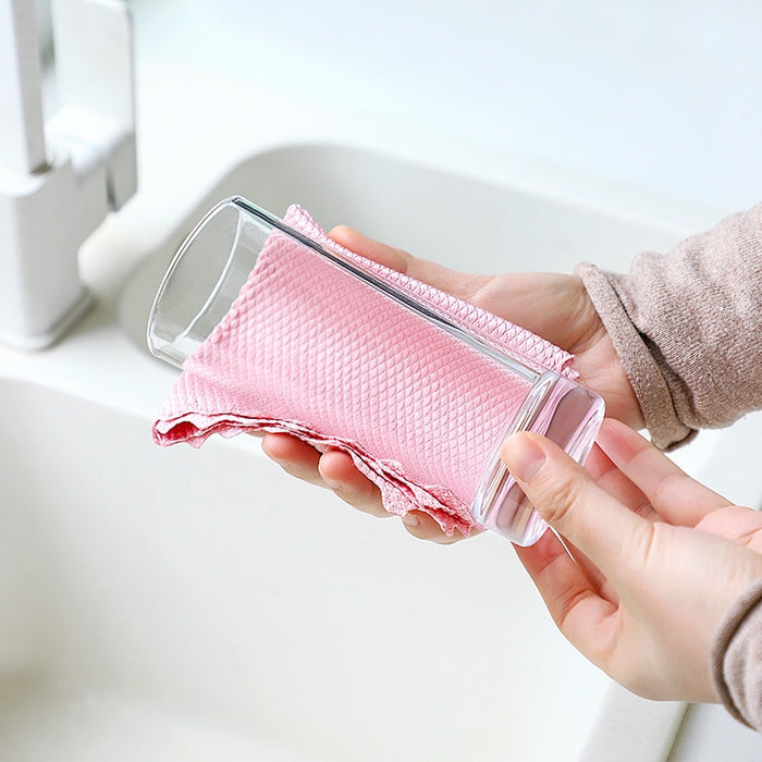 5Pcs Kitchen Cleaning Towel Anti-Grease Wiping Rags Absorbable Fish Scale Wipe Cloth Glass Window Dish Cleaning Cloth