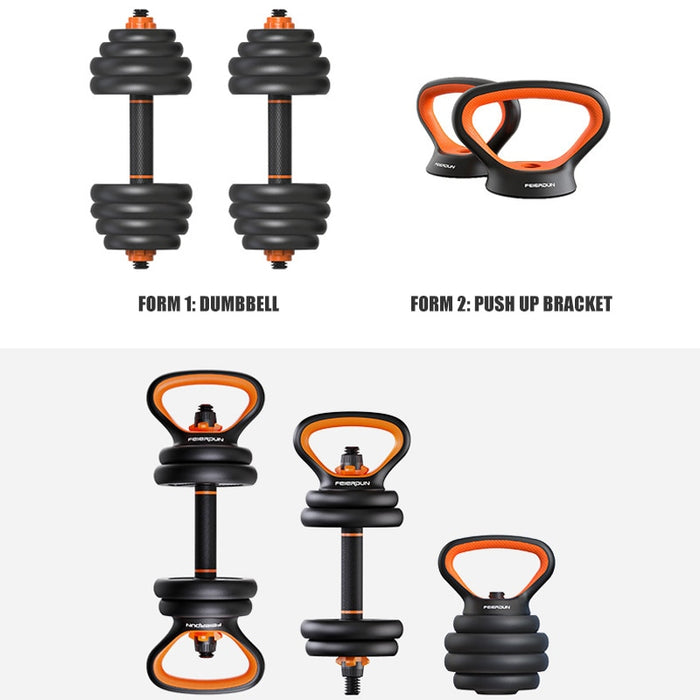 6 in 1 Dumbbell Set Heavey Weights Adjustable Kettlebell Disassembly Barbell Workout Exercise Gym Home Fitness Equipment