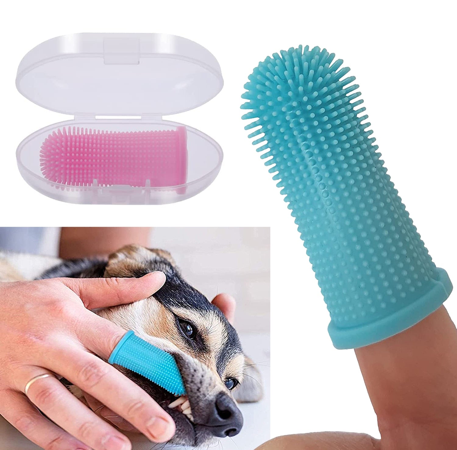 Dog Super Soft Pet Finger Toothbrush Teeth Cleaning Bad Breath Care Nontoxic Silicone Tooth Brush Tool Dog Cat Cleaning Supplies