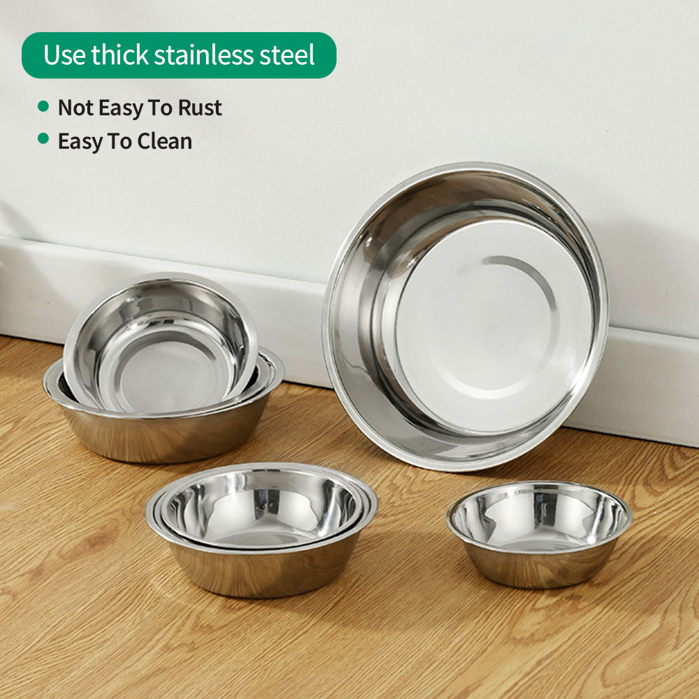 Large Capacity Dog Bowl Stainless Steel Pet Feeding Bowl Cat and Dog Food Drinking Bowl Metal Feeding Bowl Durable and Cheap